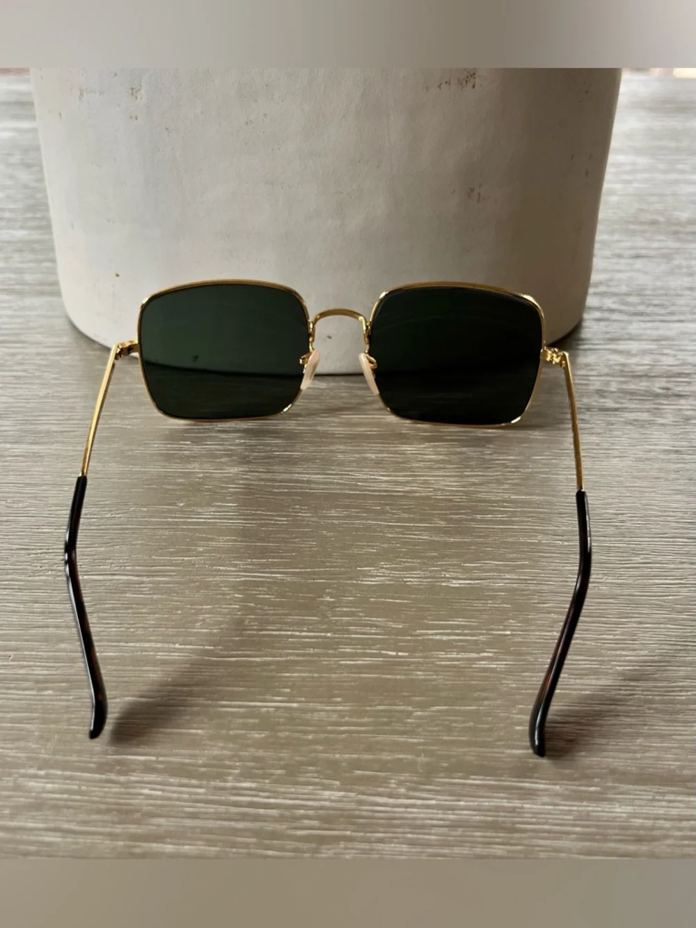 Ray-Ban Sunglasses RB1971 Square Reverse 9147/31 54/9 Women's Gold/ G-15 Green - Picture 8 of 16